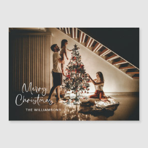 Script Handgeschreven Kerst Foto Magnetische Kaart