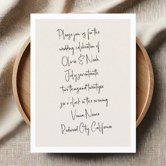 Script Handgeschreven Minimalistisch Bruiloft Brie Briefkaart