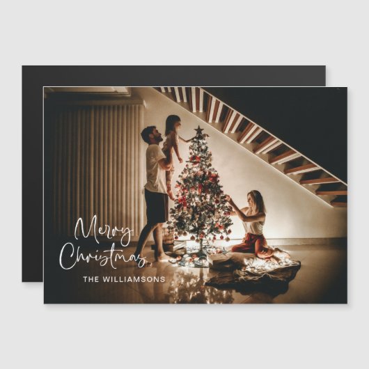 Script Handschrift Kerstfoto Magnetische Kaart (Voorkant / Achterkant)