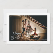 Script Handschrift Modern Prettig Kerstmis Foto Feestdagenkaart (Voorkant)