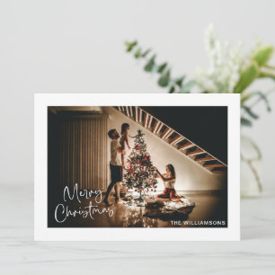 Script Handschrift Modern Prettig Kerstmis Foto Feestdagenkaart