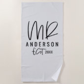 Script handschrift Mr. huwelijksreis Strandlaken (Voorkant)