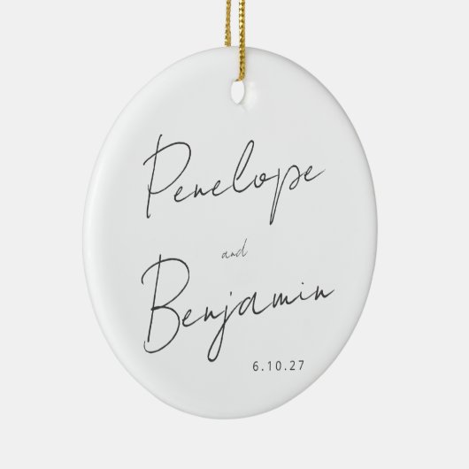 Script Handschrift zwart wit bruiloft foto Keramisch Ornament (Rechts)