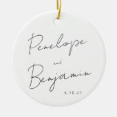 Script Handschrift zwart wit bruiloft foto Keramisch Ornament (Voorkant)