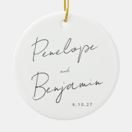 Script Handschrift zwart wit bruiloft foto Keramisch Ornament