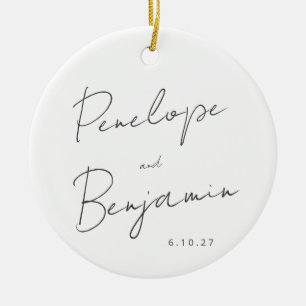 Script Handschrift zwart wit bruiloft foto Keramisch Ornament