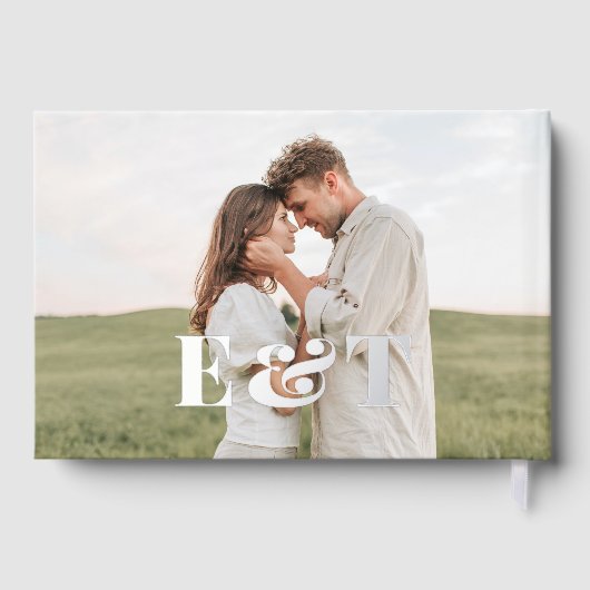 Script Handtekening Elegant Blauw Huwelijk Gastenboek (Achterkant)