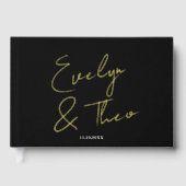 Script Handtekening Elegant Zwart Bruiloft Gastenboek (Voorkant)