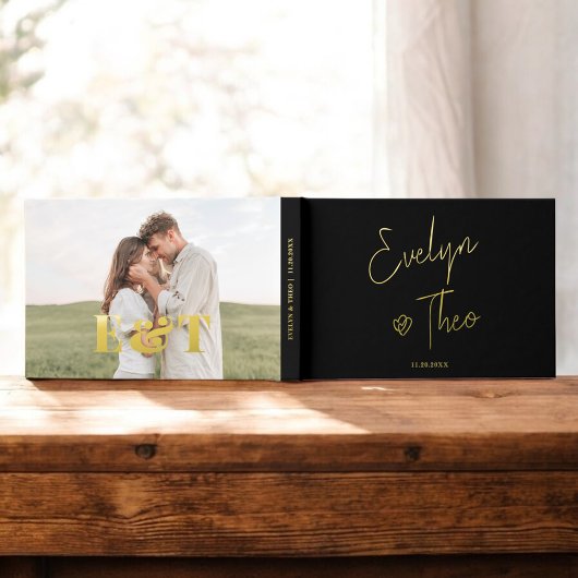 Script Handtekening Elegant Zwart Bruiloft Gastenboek