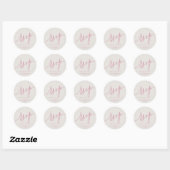 Script Handtekening Elegante roze RSVP Ronde Sticker (Vel)