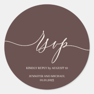 Script Handtekening Elegante Trouwdag Chocolade Br Ronde Sticker