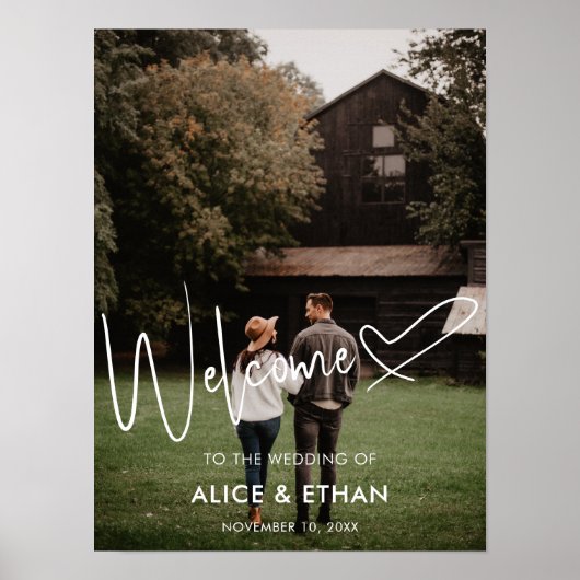 Script Handtekening Hart Welkom Trouwfoto Poster (Voorkant)