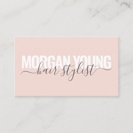 Script handtekening moderne blush roze haarstylist visitekaartje (Voorkant)
