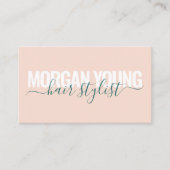 Script handtekening moderne perzik groen haar styl visitekaartje (Voorkant)