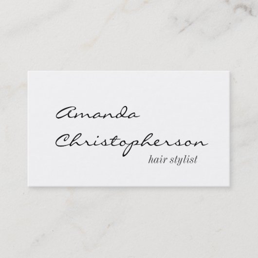 Script Handwrite Kapsalon White Visitekaartje (Voorkant)