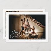 Script Handwriting Modern Merry Christmas Photo  Feestdagenkaart (Voorkant / Achterkant)