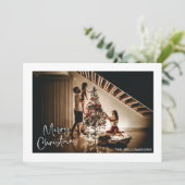 Script Handwriting Modern Merry Christmas Photo  Feestdagenkaart (Staand voorkant)