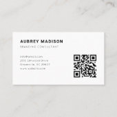 Script Handwritten White Minimalist QR Code Visitekaartje (Achterkant)