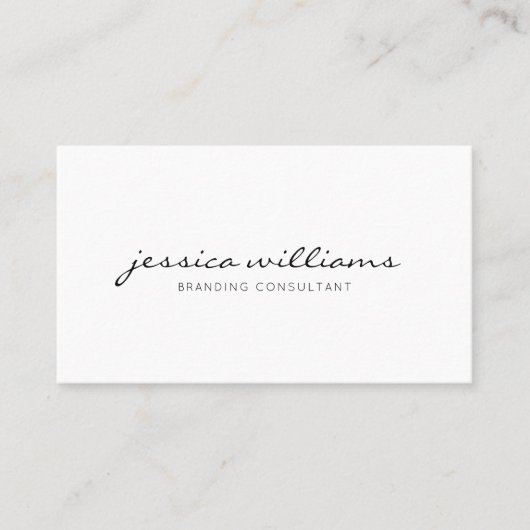 Script Handwritten White Minimalist QR Code Visitekaartje (Voorkant)