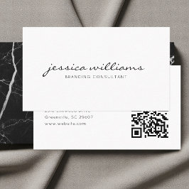 Script Handwritten White Minimalist QR Code Visitekaartje