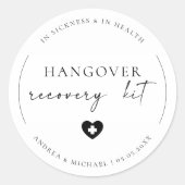Script Hangover Recovery Kit Bruiloft Party Favor Ronde Sticker (Voorkant)