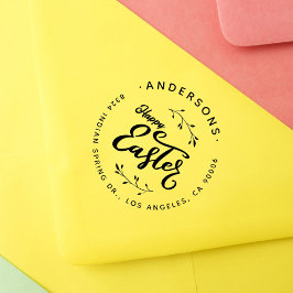  script Happy Easter Family Retouradres Rubberstempel