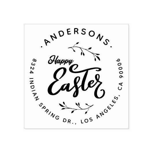  script Happy Easter Family Retouradres Rubberstempel (Afrduk)