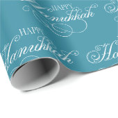 Script Happy Hanukkah Holiday Cadeaupapier (Rol Hoek)