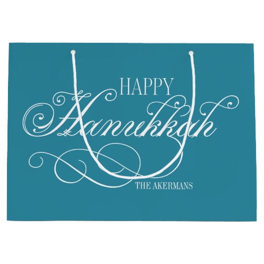 Script Happy Hanukkah Holiday Groot Cadeauzakje (Voorkant)