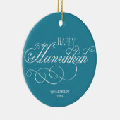 Script Happy Hanukkah Holiday Keramisch Ornament (Rechts)
