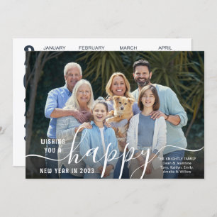 Script HAPPY NEW YEAR Photo Overlay 2023 Calendar Feestdagenkaart