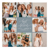 Script hart blauw moderne multi foto beste vriende perfect poster (Voorkant)