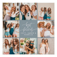 Script hart blauw moderne multi foto beste vriende