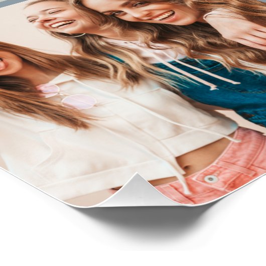 Script hart blauw moderne multi foto beste vriende perfect poster (Hoek)