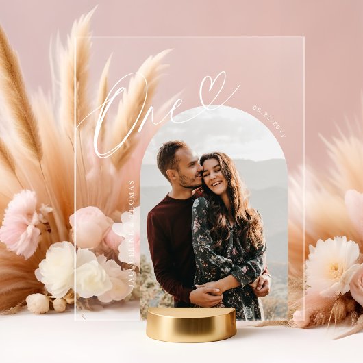 Script Hart Foto Bruiloft Tafel Nummer Een Acryl Bord