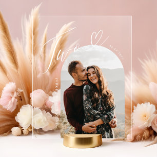 Script Hart Foto Bruiloft Tafel nummer twee Acryl Bord