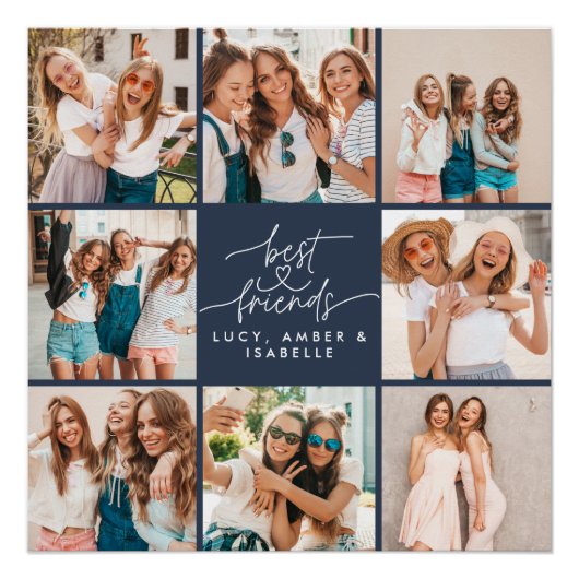 Script hart marine moderne multi foto beste vriend perfect poster (Voorkant)