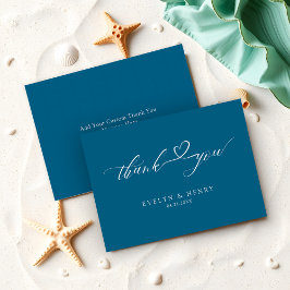 Script Hart Ocean Blue Wedding Budget Bedankt Notitiekaartje
