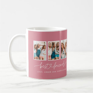 Script hart roze moderne multi foto beste vrienden koffiemok
