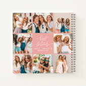 Script hart roze moderne multi foto beste vrienden notitieboek (Achterkant)