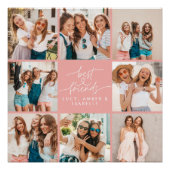 Script hart roze moderne multi foto beste vrienden perfect poster (Voorkant)