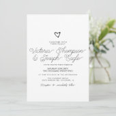 Script Hart Schuine Zwarte Witte Moderne Trouw Kaart (Staand voorkant)