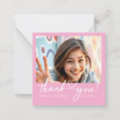 Script Hart Zacht Roze Meisje Budget Bedankt Card Notitiekaartje (Voorkant)