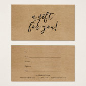 Script Harten Rustic Kraft Cadeaubon Visitekaartje (Voorkant /achterkant)