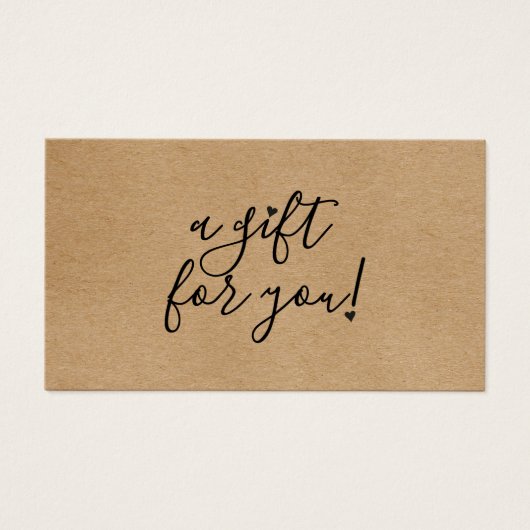 Script Harten Rustic Kraft Cadeaubon Visitekaartje (Voorkant)