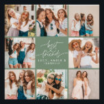 Script hartgebruik moderne multi foto beste vriend perfect poster<br><div class="desc">Script hart schattig modern multi foto beste vrienden eenvoudige minimal elegante home decor salie groen en wit poster cadeau.</div>