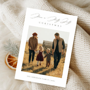 Script Have a Holly Jolly Christmas-familiefoto Feestdagenkaart