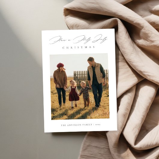 Script Have a Holly Jolly Christmas-familiefoto Feestdagenkaart