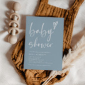 Script Heart Dusty Blue Boy Baby shower Kaart