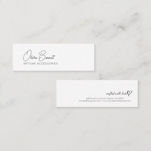 Script Heart Earring display holder Mini Visitekaartje (Voorkant / Achterkant)